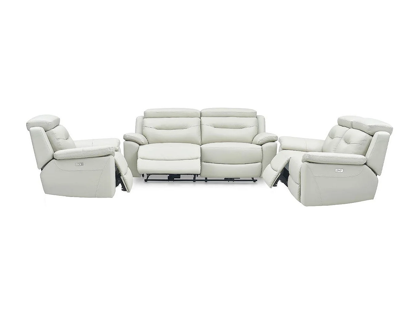 Canapé relaxation électrique 2 places en cuir SERENA - Gris perle