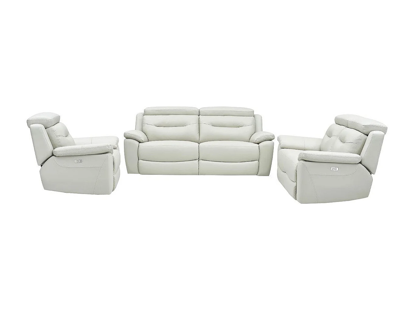 Canapé relaxation électrique 2 places en cuir SERENA - Gris perle