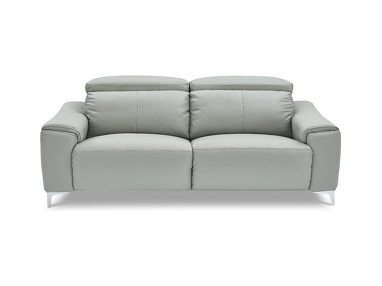 Canapé relaxation électrique 3 places en cuir BIANCA - Gris clair Gris perle - Angle Droit