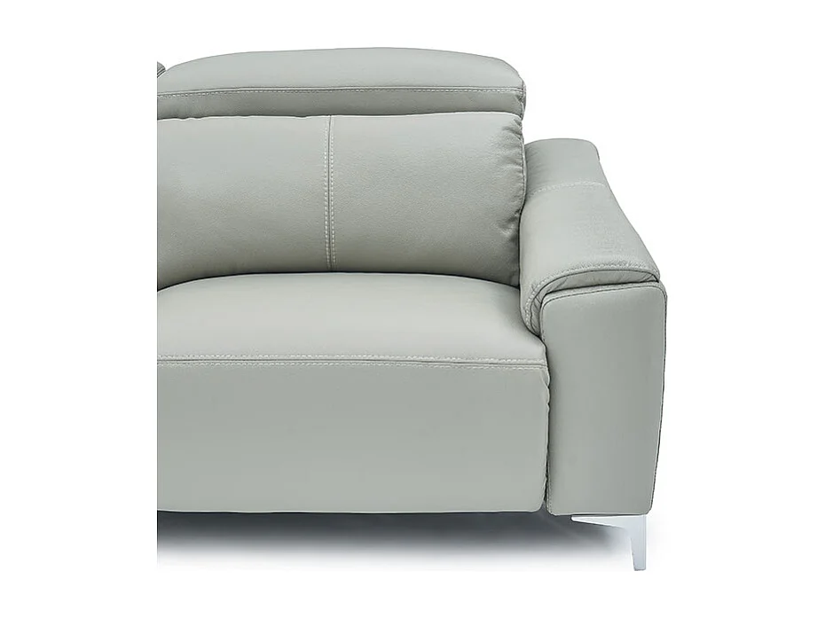 Canapé relaxation électrique 3 places en cuir BIANCA - Gris clair Gris perle - Angle Droit