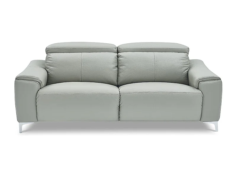 Canapé relaxation électrique 3 places en cuir BIANCA - Gris clair Gris perle - Angle Droit