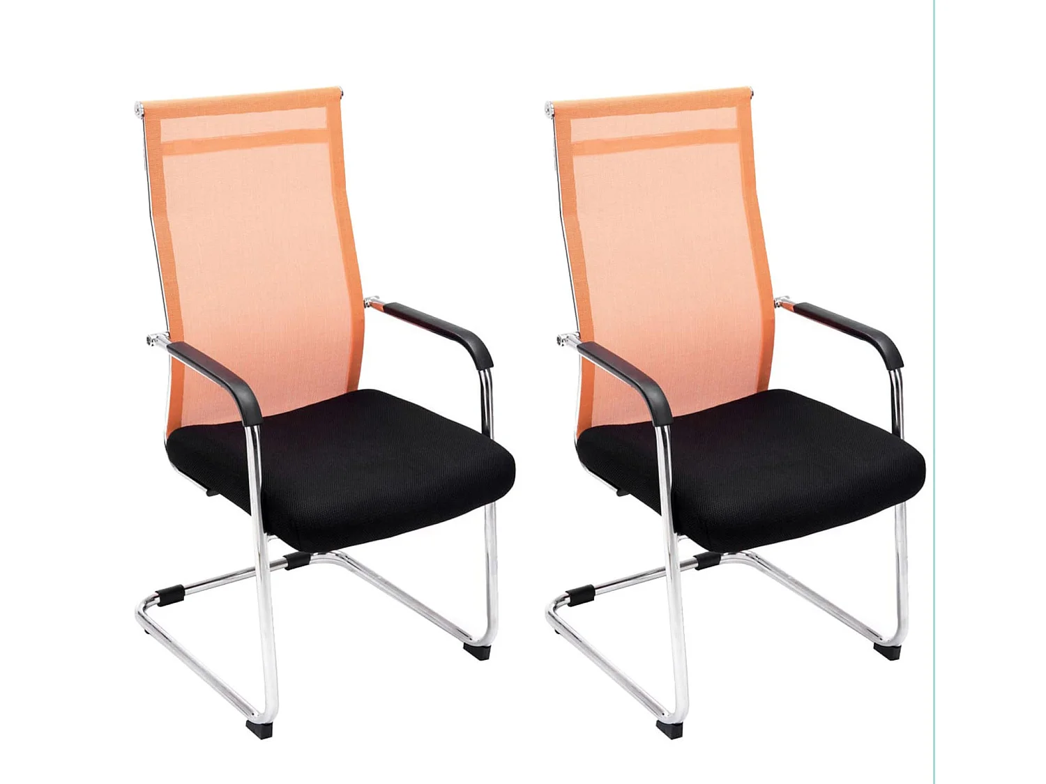 Lot de 2  chaise salle à manger - Similicuir & Nature - Orange - Brenda