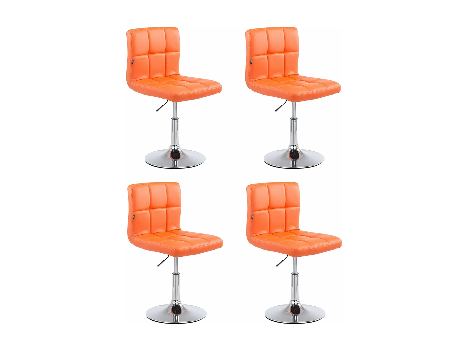 Lot de 4  Chaise gondole - Similicuir & Métal chromé - Orange - Palma V2