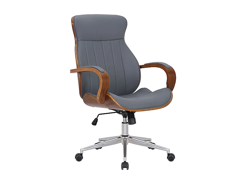 Chaise de bureau - Similicuir - Noyer / Gris - Melilla