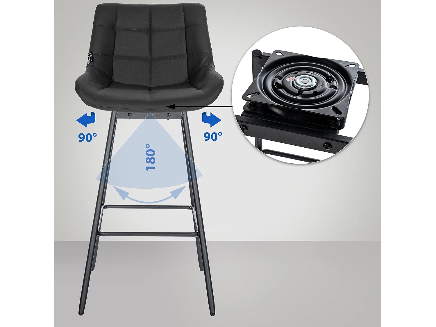 Tabouret de bar - Similicuir - Noir - Weston