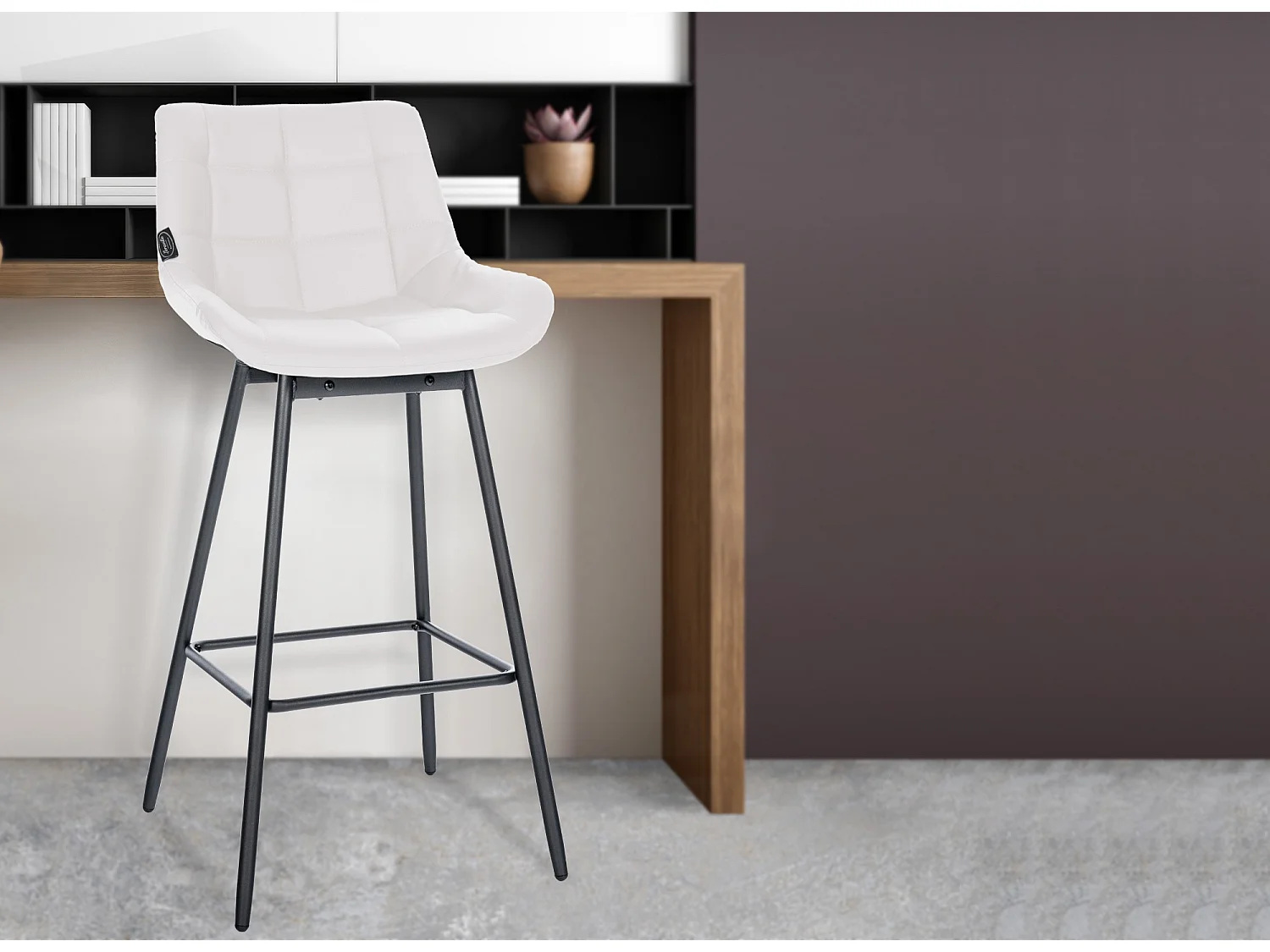 Tabouret de bar - Similicuir - Blanc - Weston