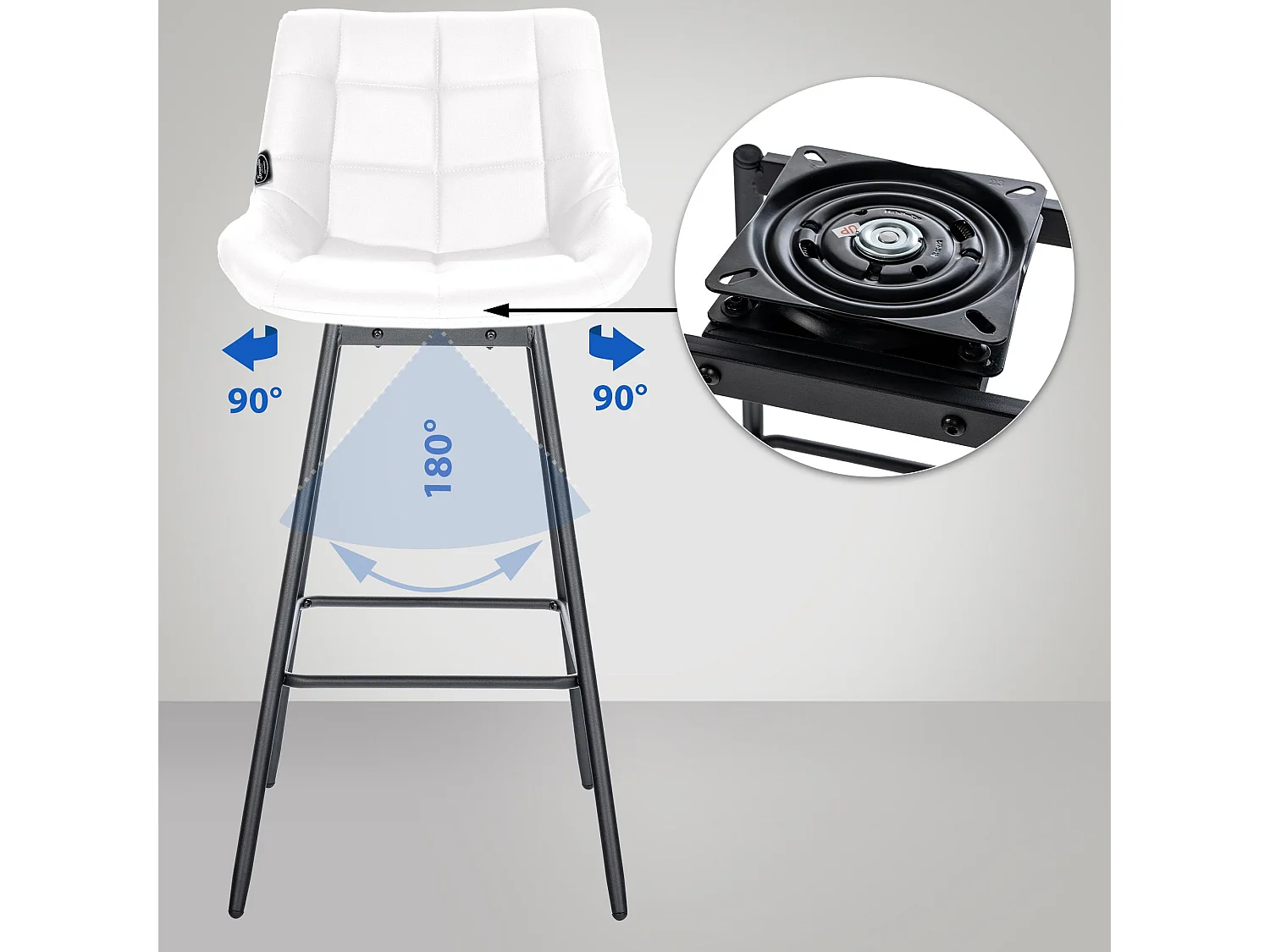 Tabouret de bar - Similicuir - Blanc - Weston