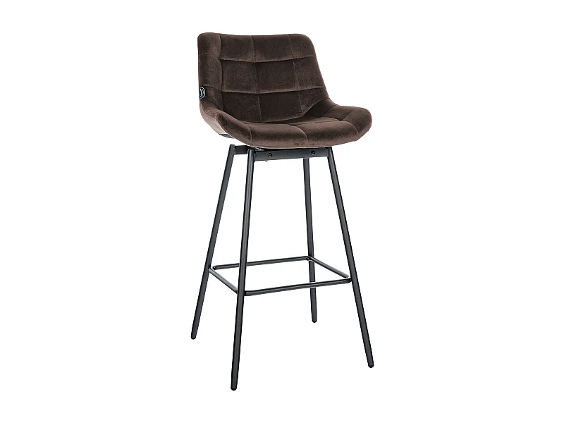 Tabouret de bar - Velours - Marron - Weston