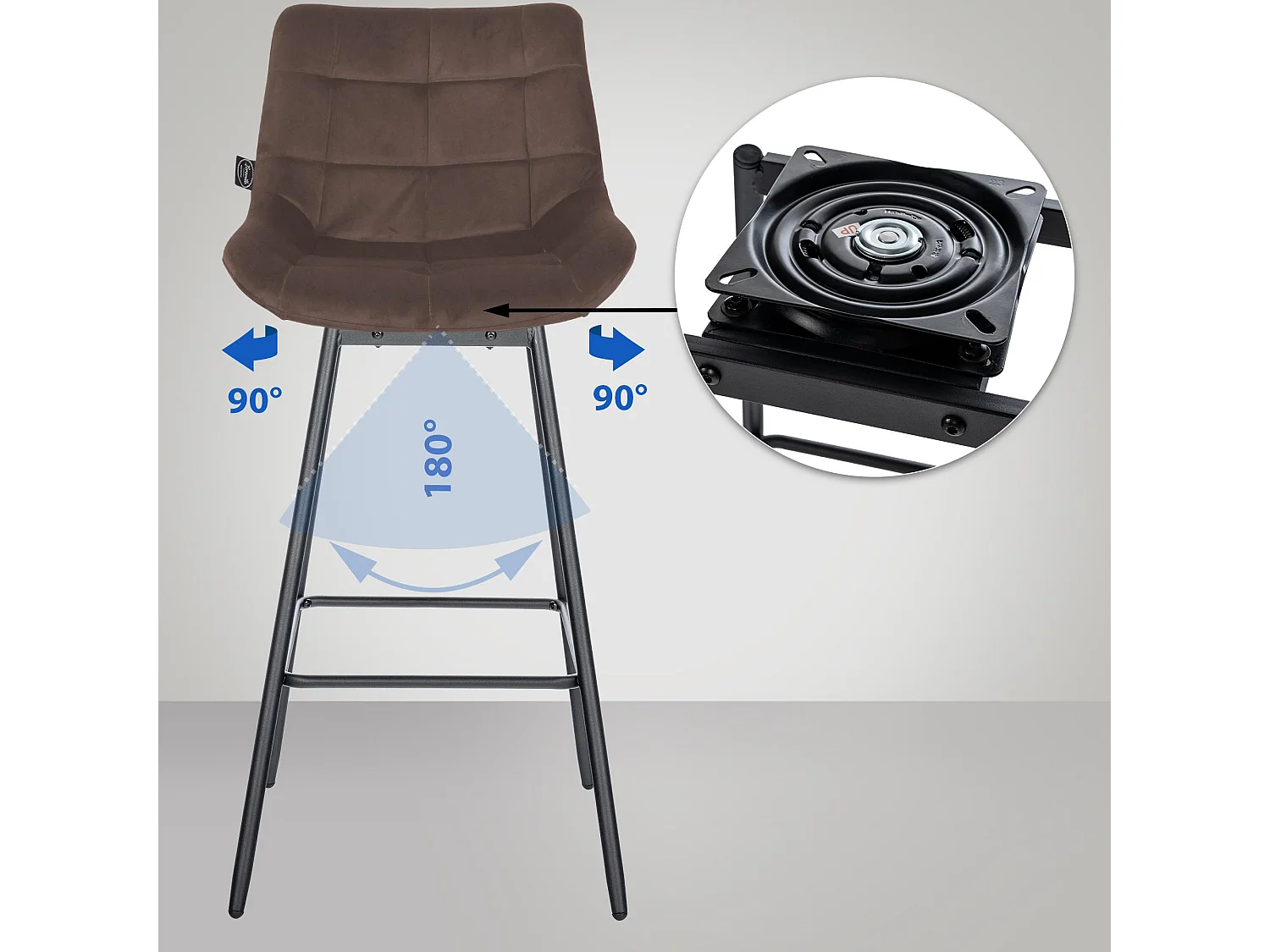 Sgabello da bar - Velluto - marrone - Weston