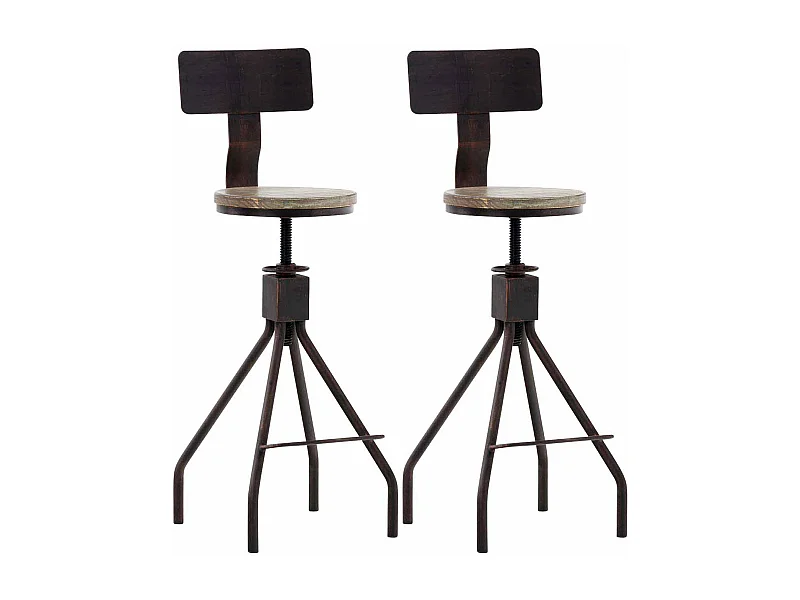 Lot de 2  Tabouret de bar - Métal & Métal - Bronze - Elko