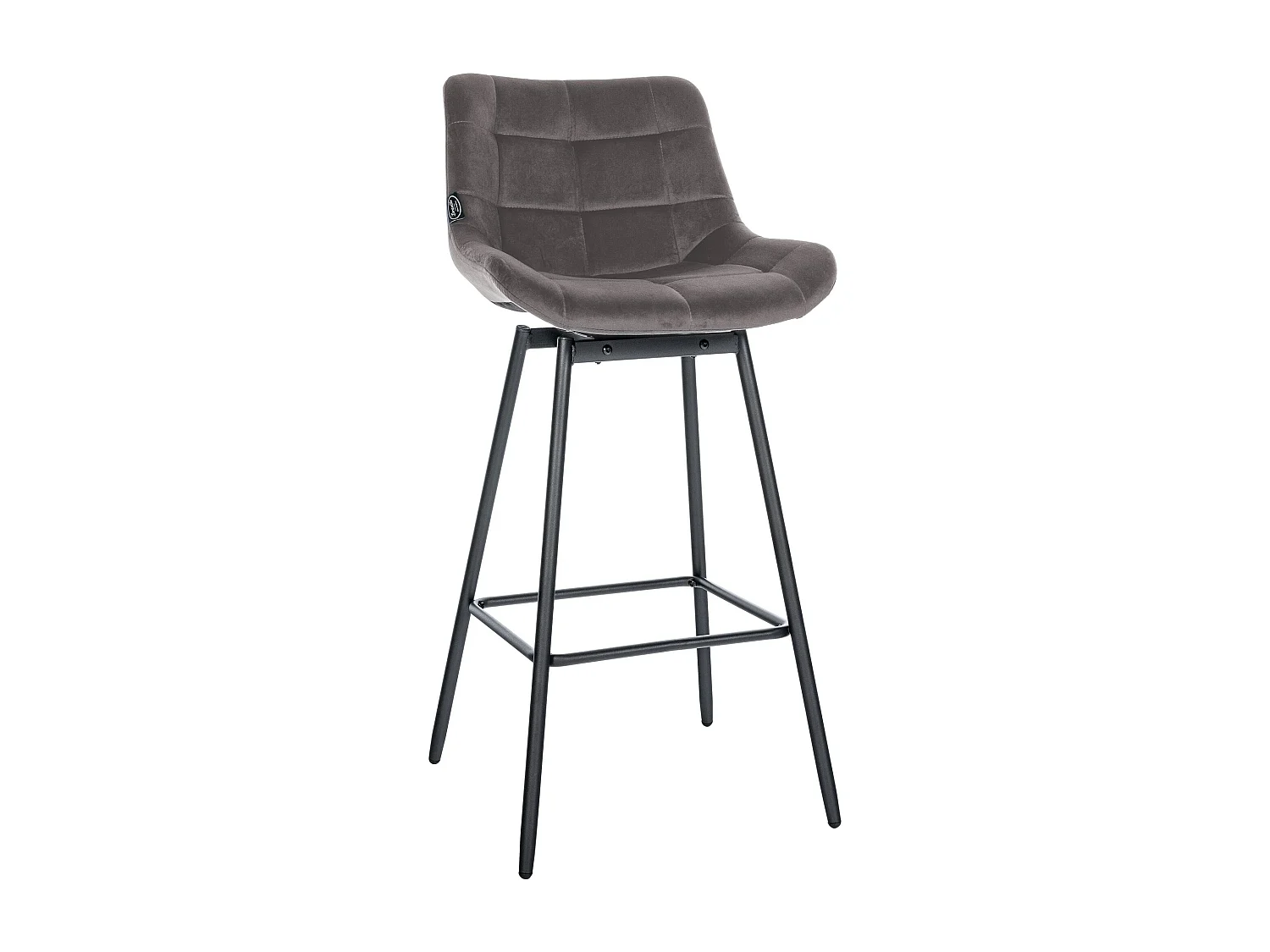 Tabouret de bar - Velours - Gris - Weston