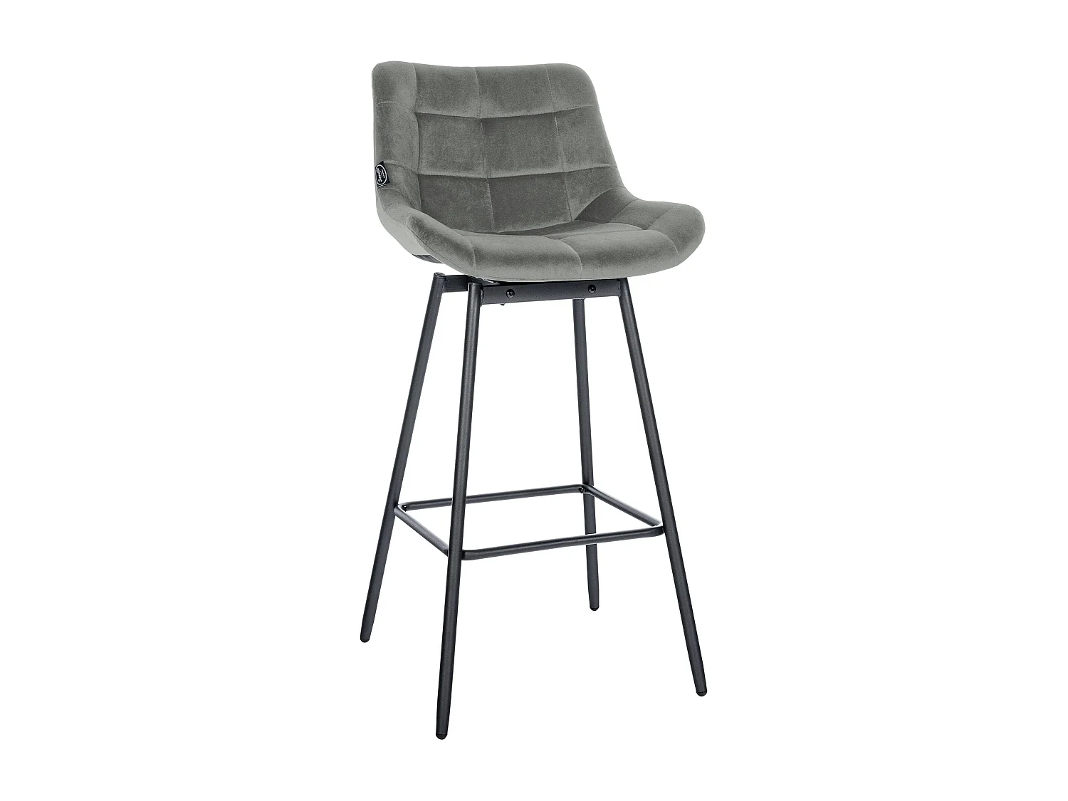 Tabouret de bar - Velours - Gris - Weston