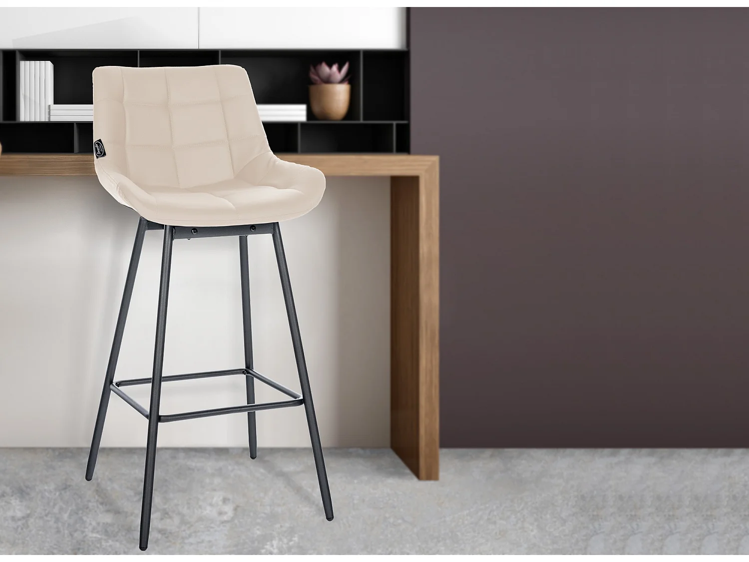 Tabouret de bar - Similicuir - Crème - Weston