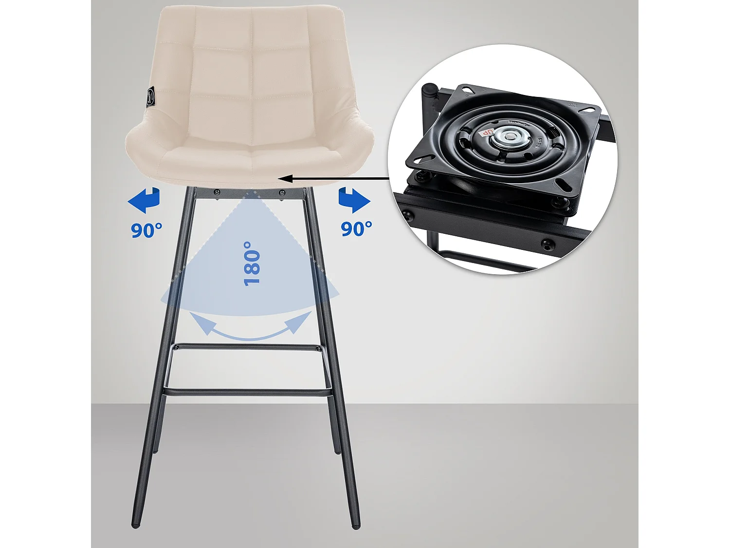 Tabouret de bar - Similicuir - Crème - Weston