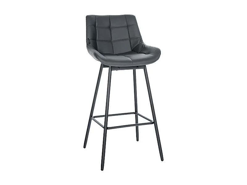 Tabouret de bar - Similicuir - Gris - Weston