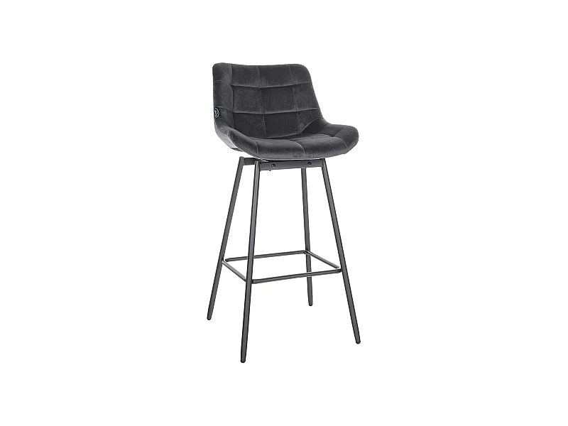 Tabouret de bar - Velours - Gris foncé - Weston