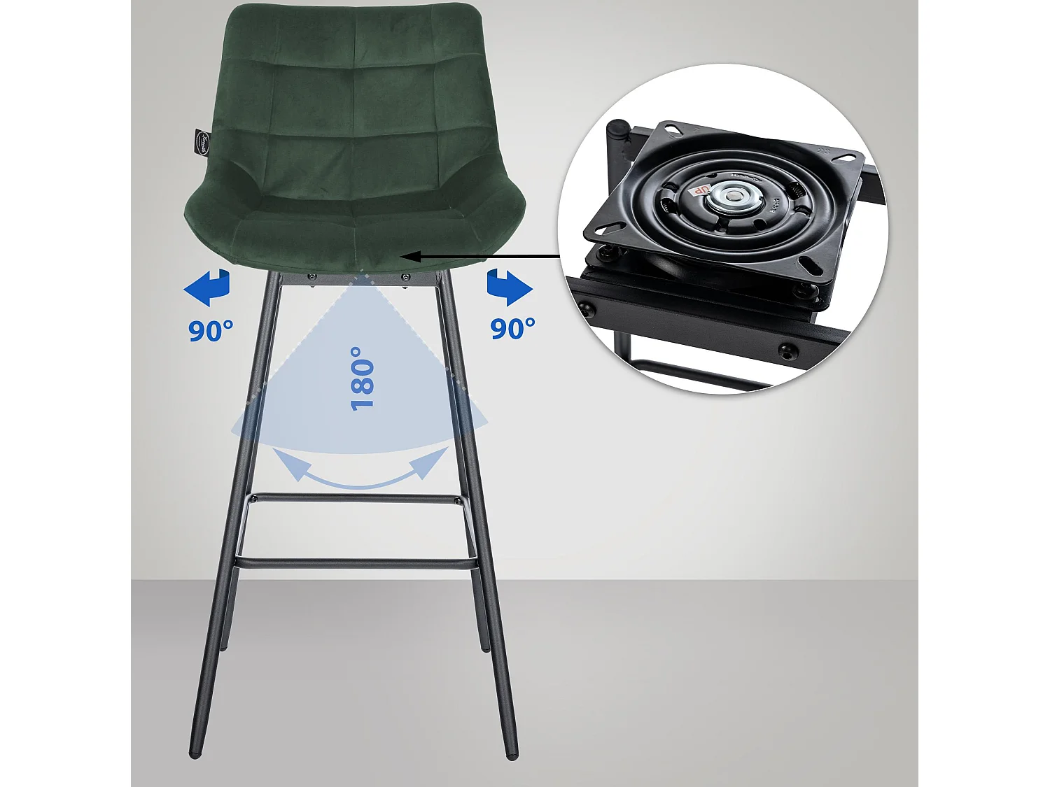 Barhocker - Samt - dunkelgrün - Weston