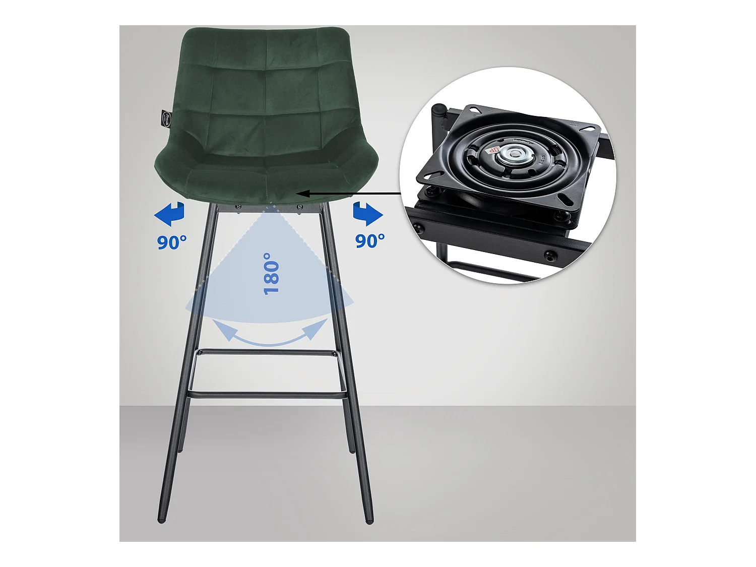 Tabouret de bar - Velours - Vert foncé - Weston