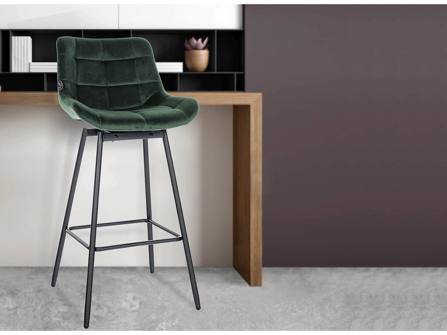 Tabouret de bar - Velours - Vert foncé - Weston