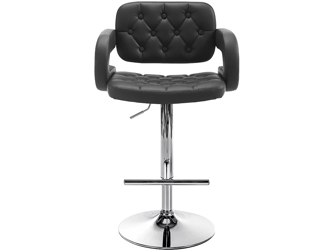 Tabouret de bar - Similicuir & Chrome - Noir - Dublin