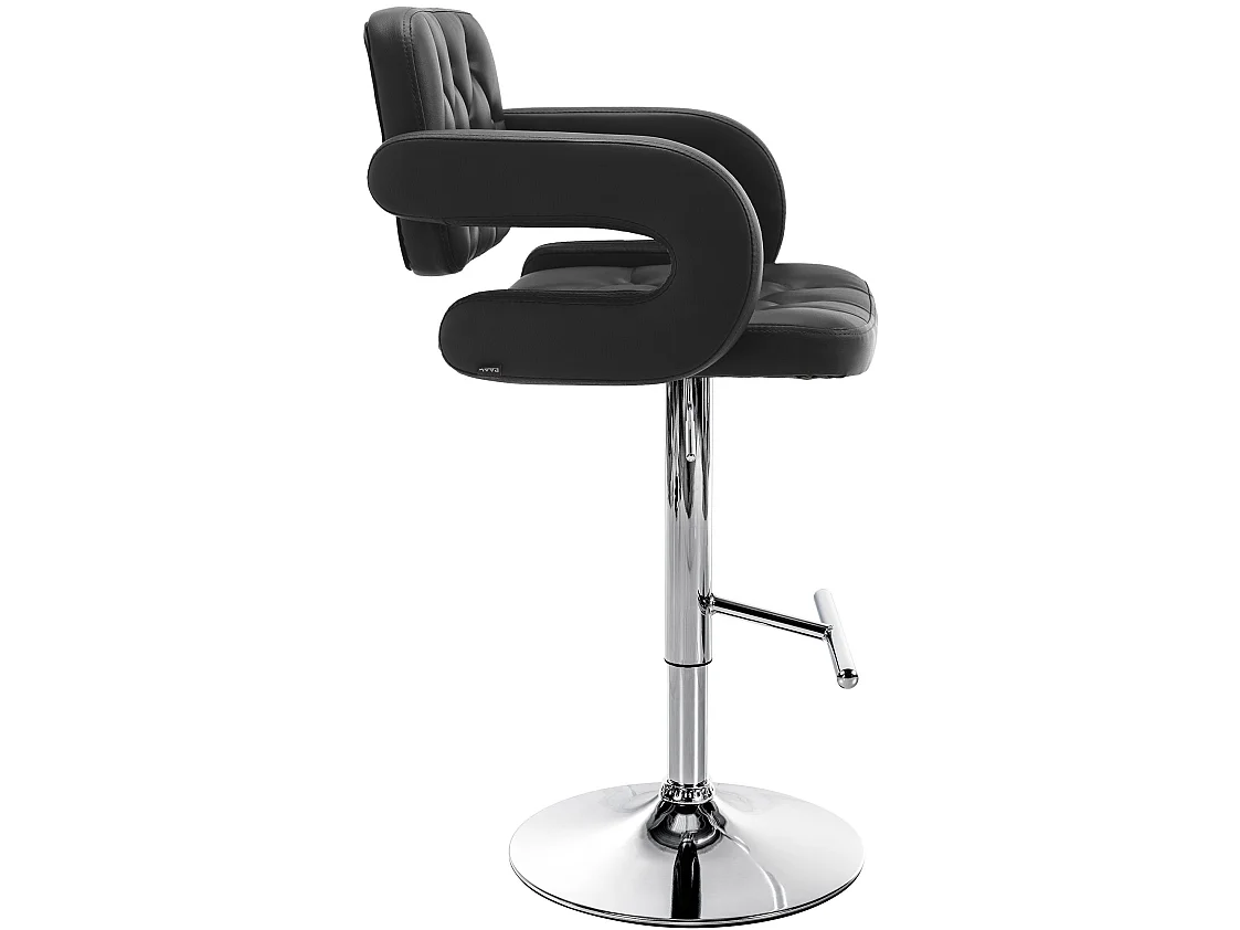 Tabouret de bar - Similicuir & Chrome - Noir - Dublin