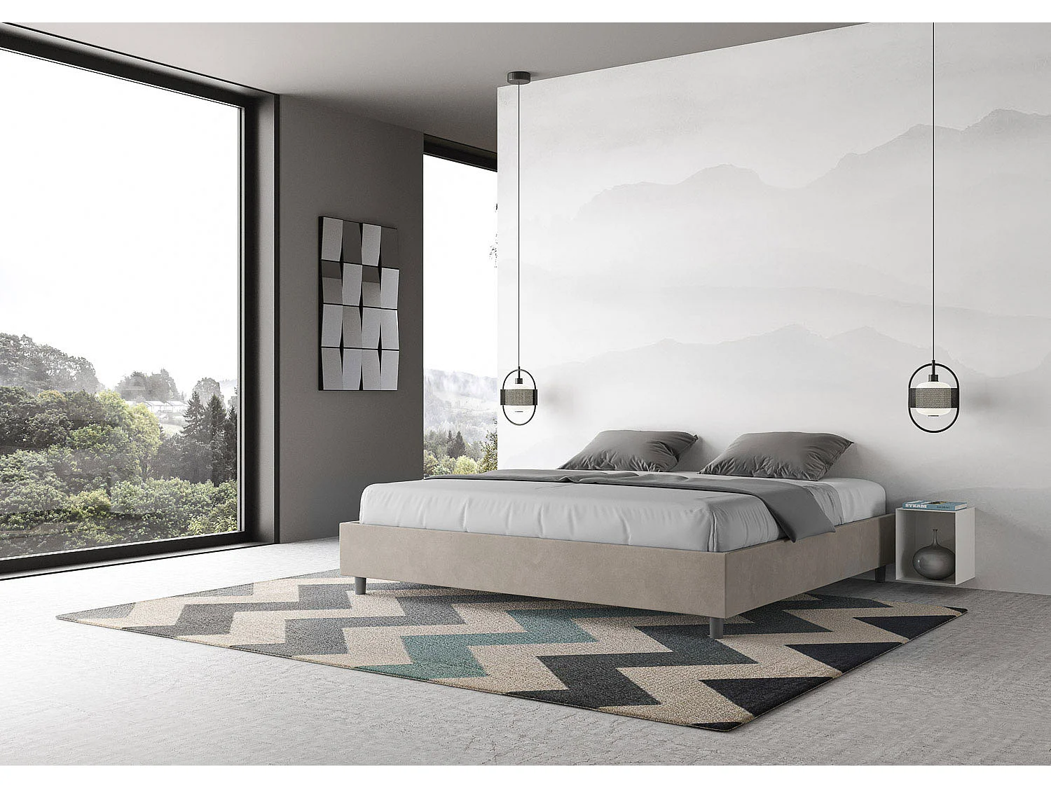 Avika modern microvezelbedframe-Kleur Beige-Slapen 200x200cm-Keuze Met boxspring