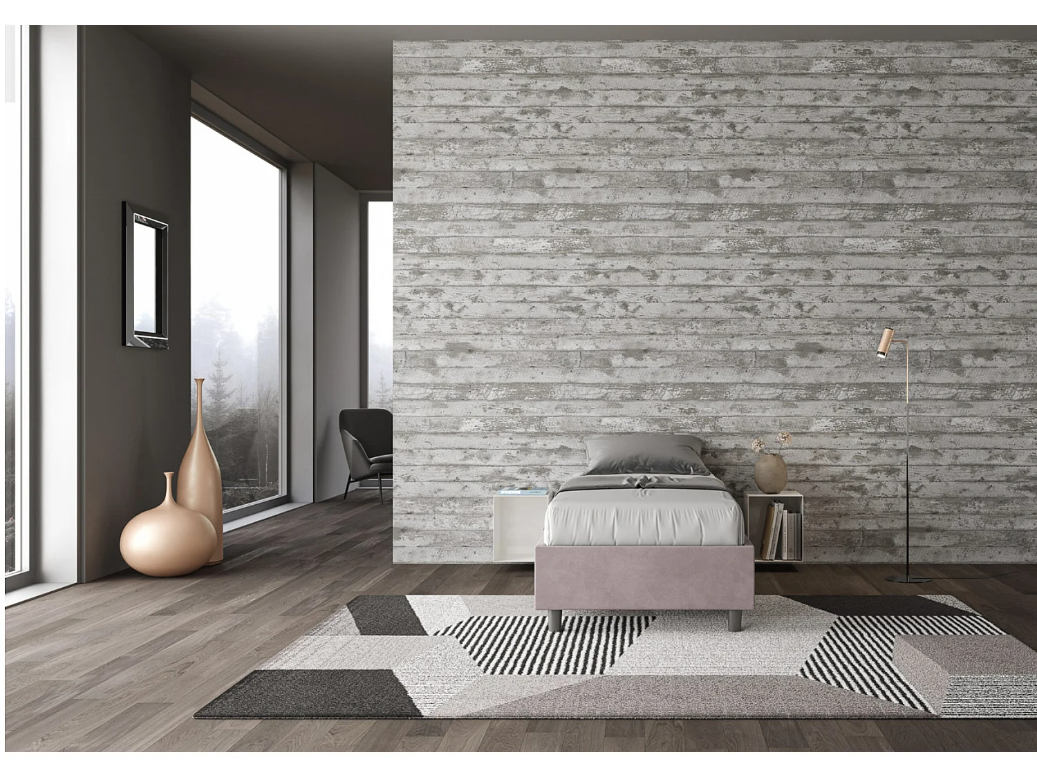 Avika modern microvezelbedframe-Kleur Lichtroze-Slapen 90x190cm-Keuze Zonder boxspring