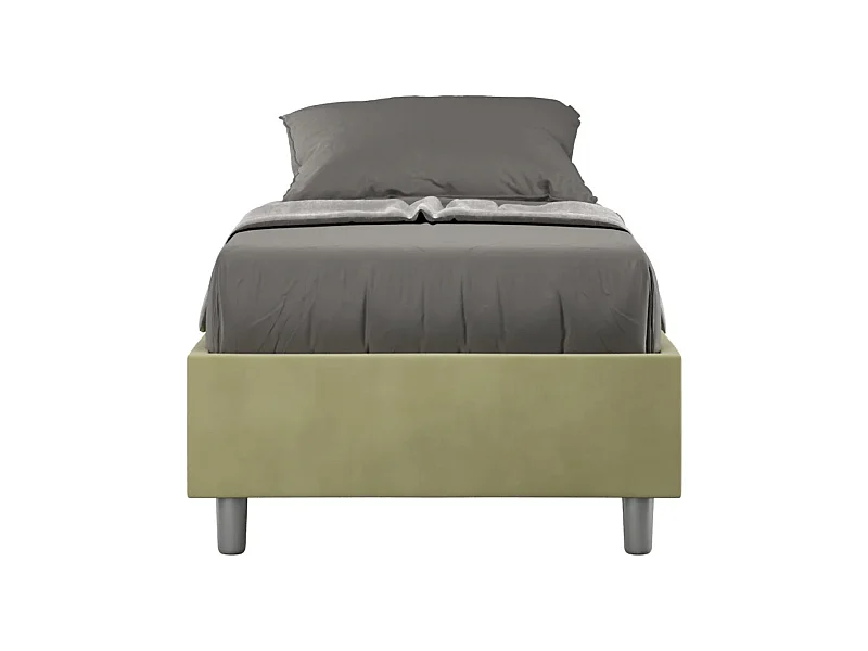 Cadre de lit moderne microfibre Avika-Couleur Vert kaki-90x190