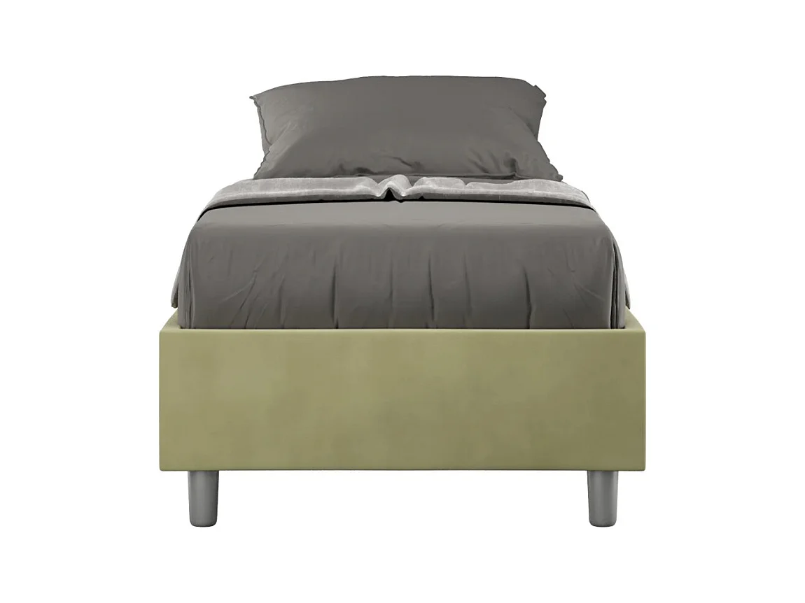 Letto Sommier senza rete imbottito 90x190 microfibra tè verde Azelia