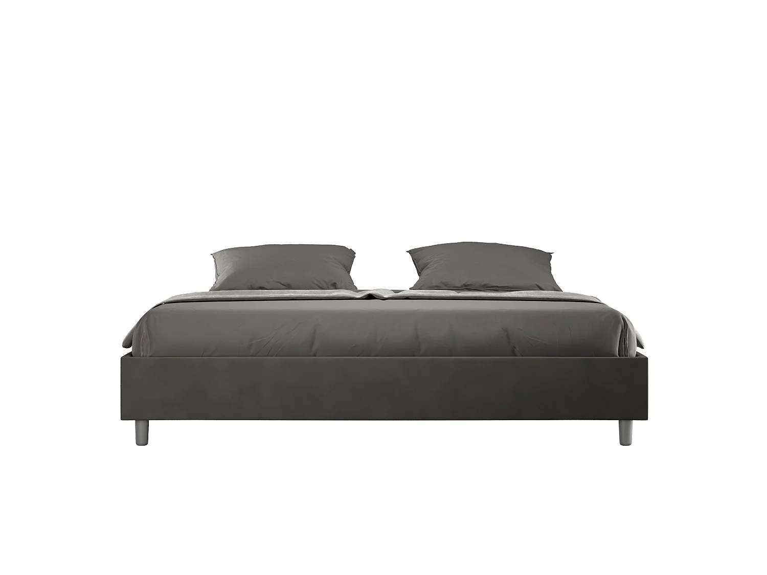 Cama de casal super king size sem estrado estofada sem cabeceira 200x200 microfibra cinza Azelia