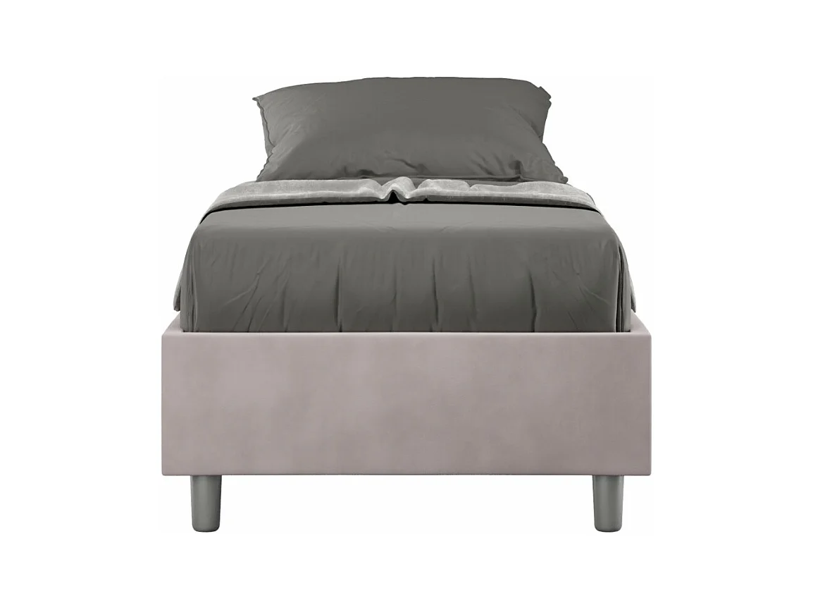 Cadre de lit moderne microfibre Avika-Couleur Rose clair-90x190-Option Avec coffre