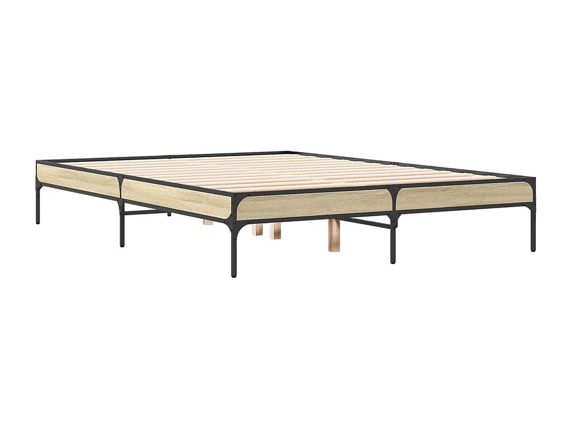 Cadre de lit chêne sonoma 140x190 bois d'ingénierie et métal