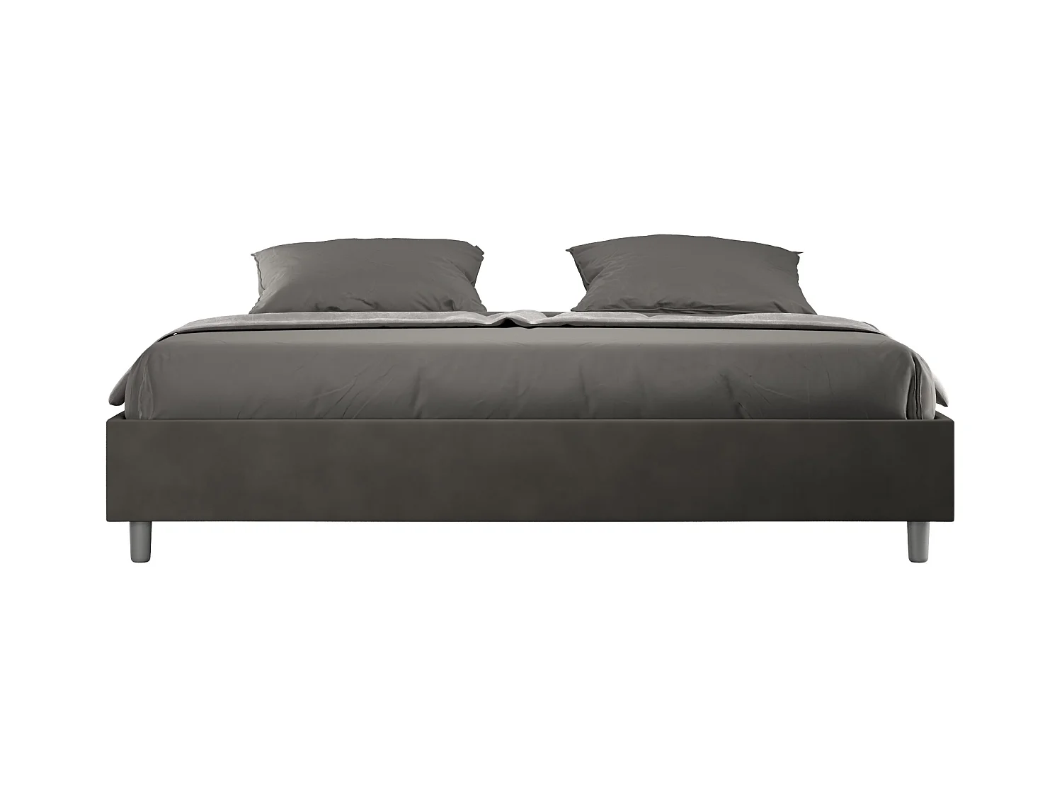 Cadre de lit king size avec sommier rembourré 200x200 microfibre gris Azelia