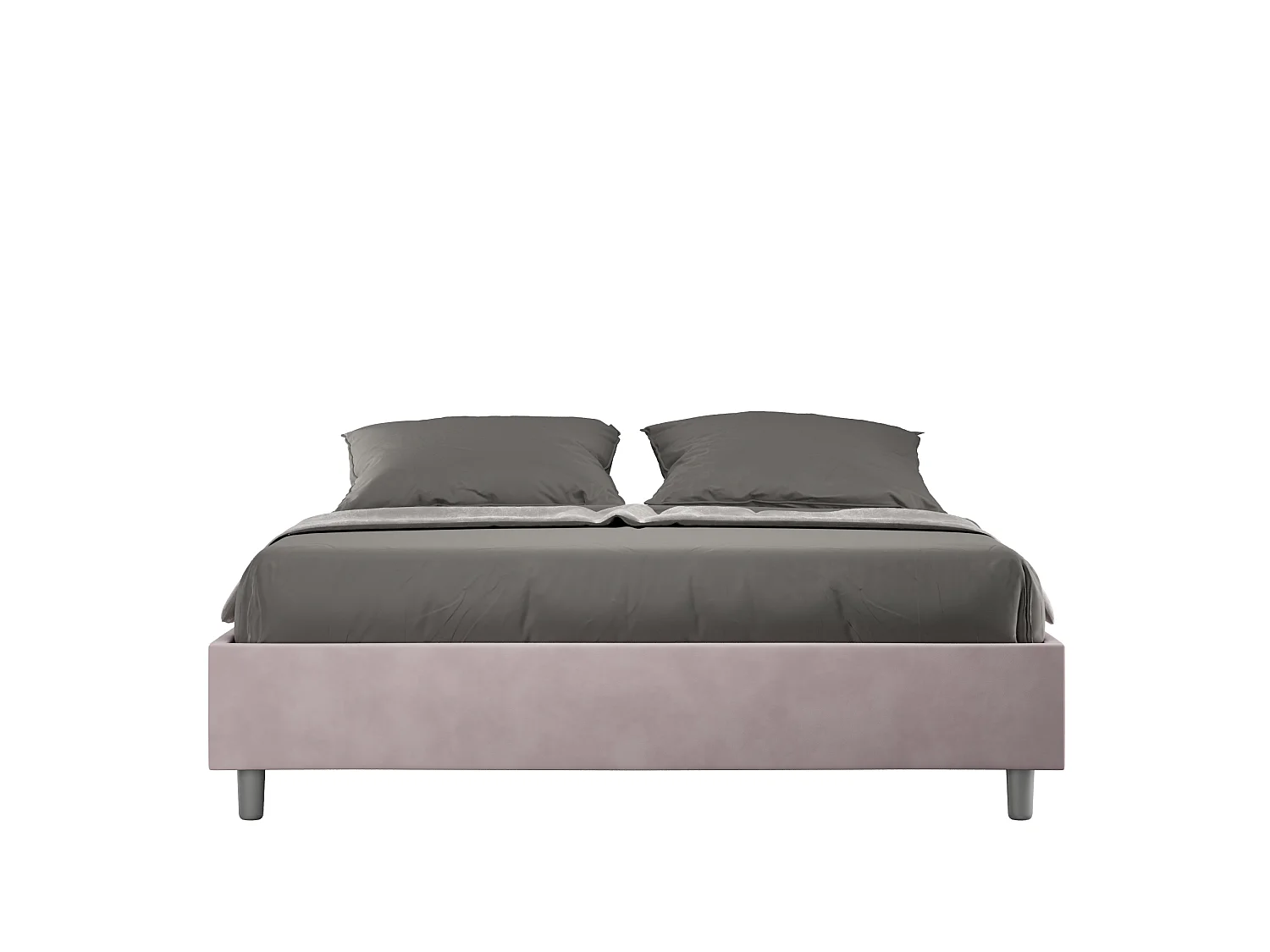 Lit avec sommier rembourré 160x200 microfibre lilas Azelia