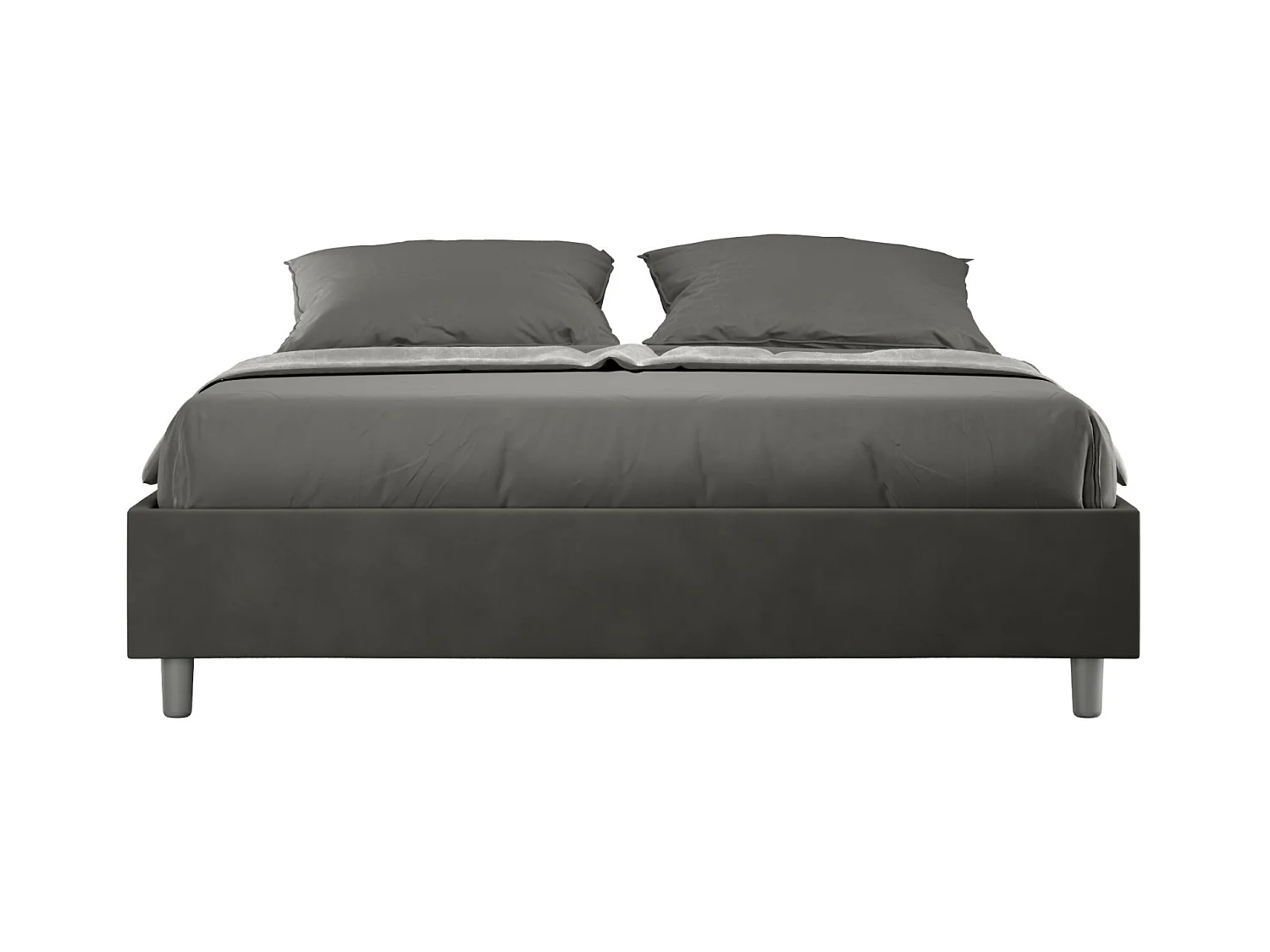 Letto Sommier con rete imbottito 90x190 microfibra grigio Azelia