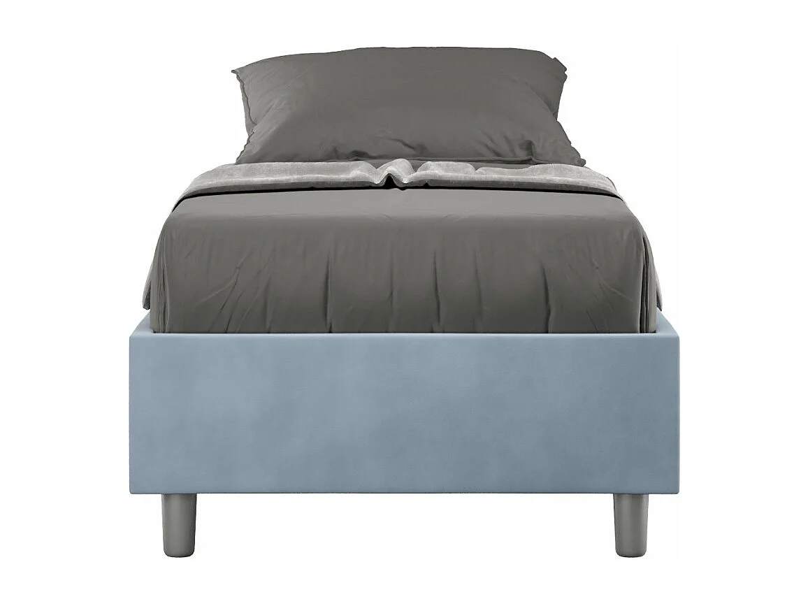 Cadre de lit moderne microfibre Avika-Couleur Bleu clair-90x190-Option Avec sommier