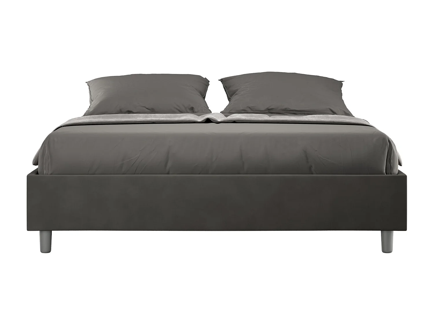 Letto Sommier senza rete imbottito 90x190 microfibra sabbia Azelia