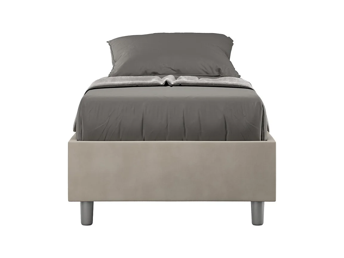 Cadre de lit moderne microfibre Avika-Couleur Beige-90x190