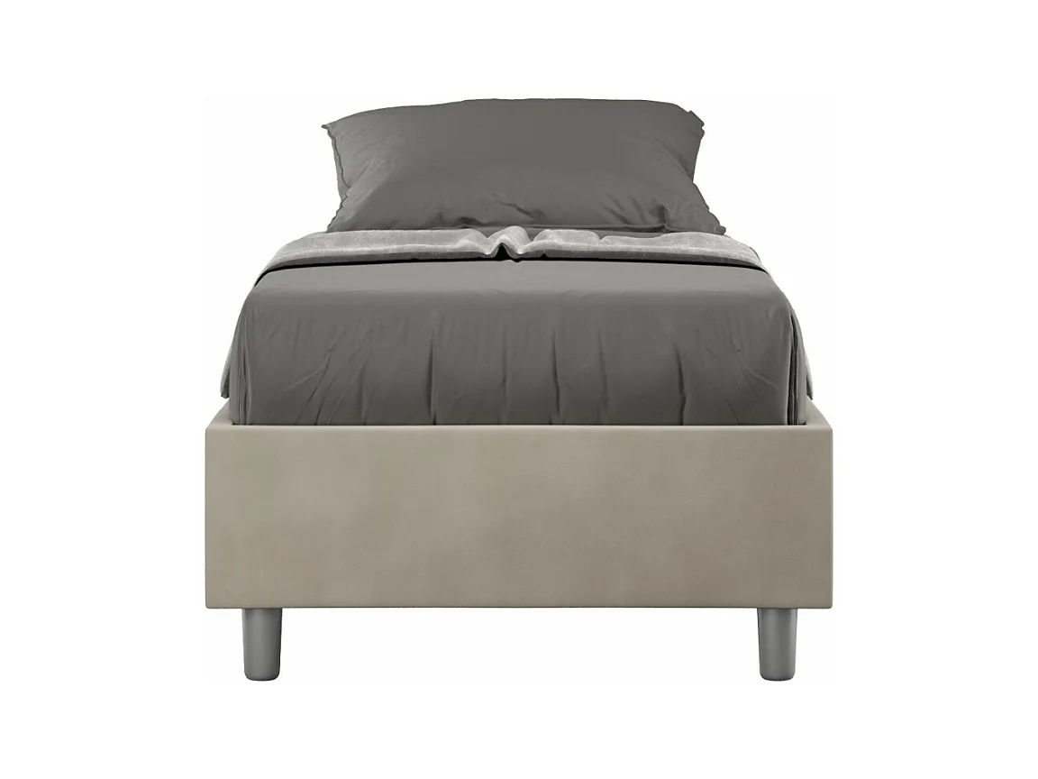 Cadre de lit moderne microfibre Avika-Couleur Beige-90x190-Option Avec sommier