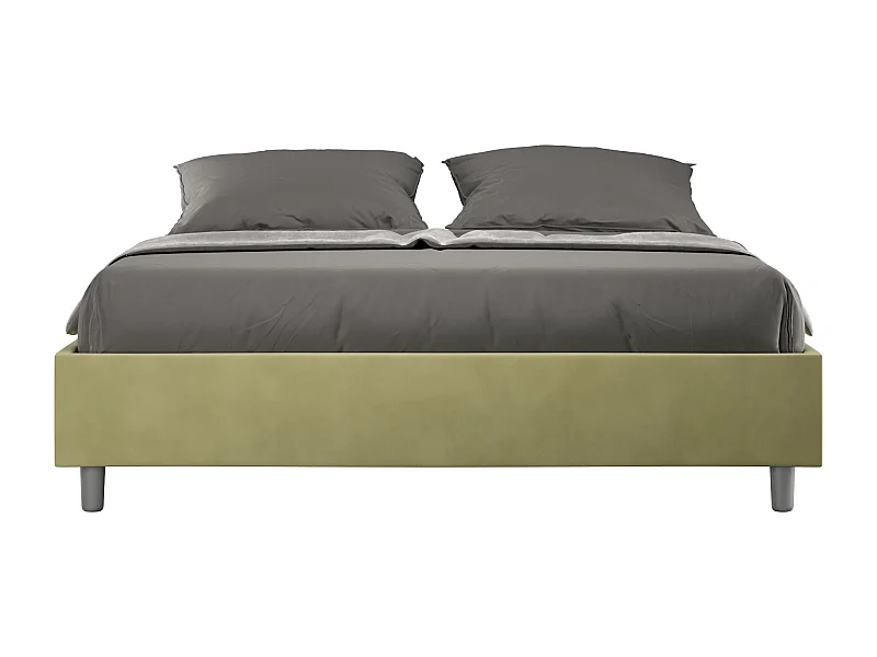 Letto senza rete imbottito 160x200 microfibra tè verde Azelia