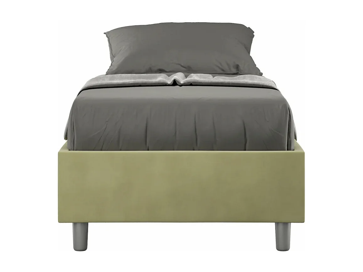 Cadre de lit moderne microfibre Avika-Couleur Vert kaki-90x190-Option Avec sommier
