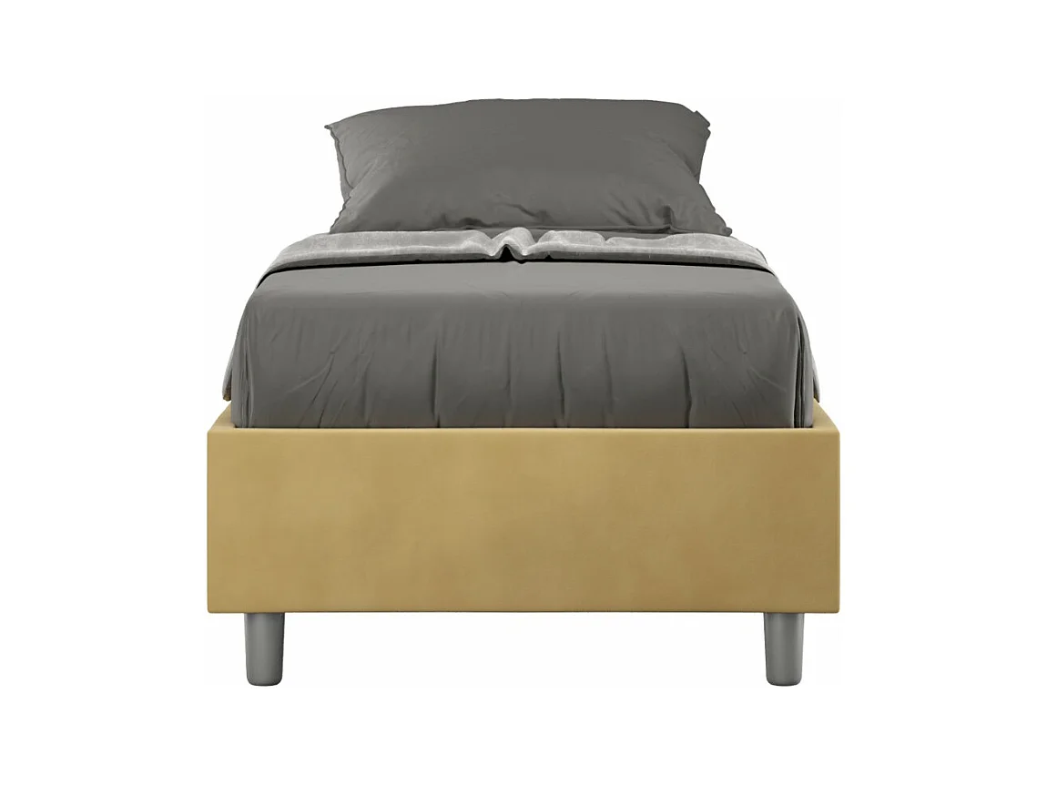 Cadre de lit moderne microfibre Avika-Couleur Jaune curry-90x190