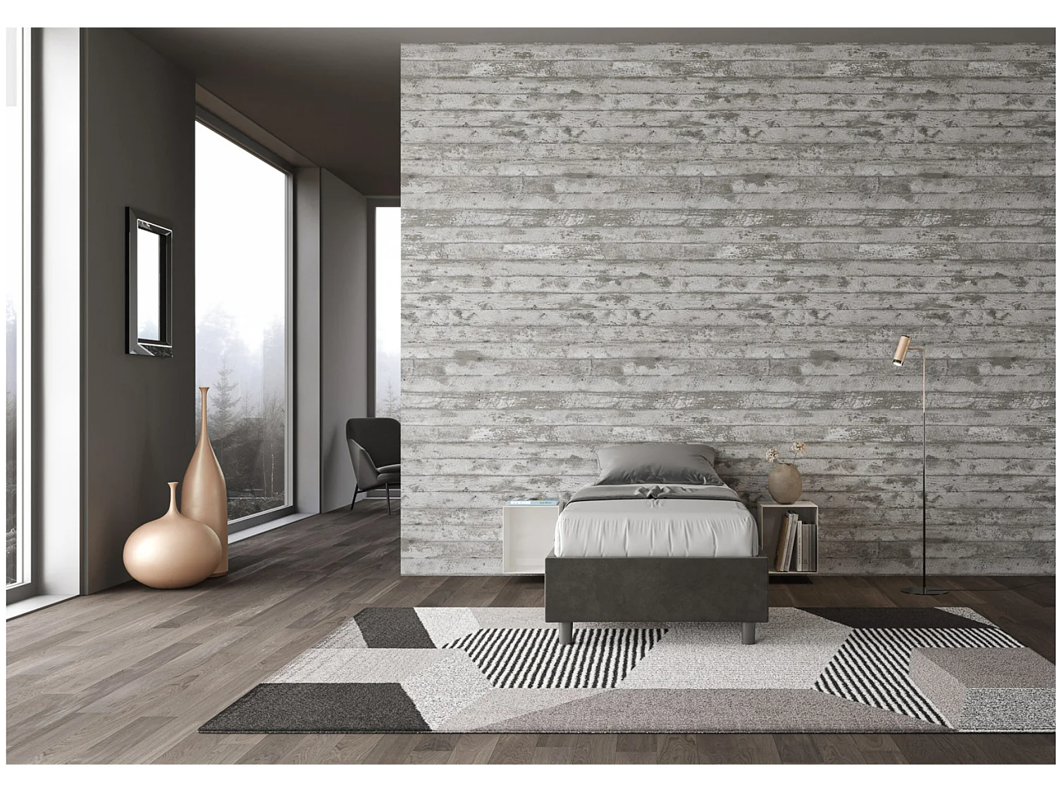 Marco de cama moderno de microfibra Avika-Color Gris oscuro-Ropa de cama 90x190 cm