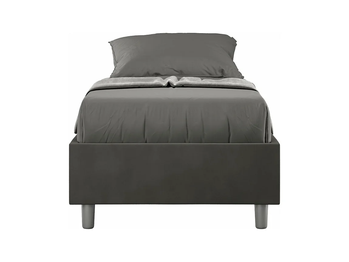 Letto Sommier senza rete imbottito 90x190 microfibra grigio Azelia