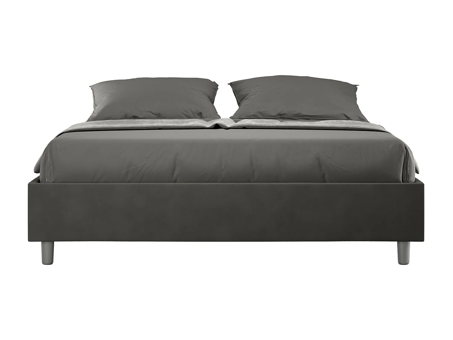 Cadre de lit moderne microfibre Avika-Couleur Gris foncé-90x190