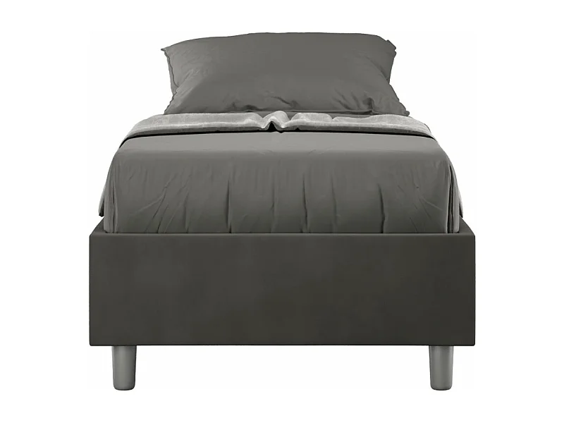 Marco de cama moderno de microfibra Avika-Color Gris oscuro-Ropa de cama 90x190 cm