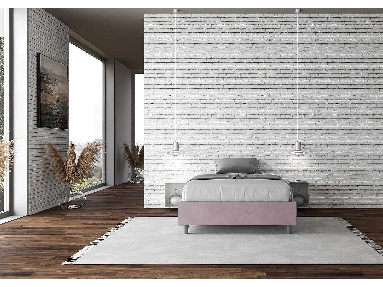 Gestoffeerd Bed 140x190 zonder lattenbodem microvezel lila Azelia