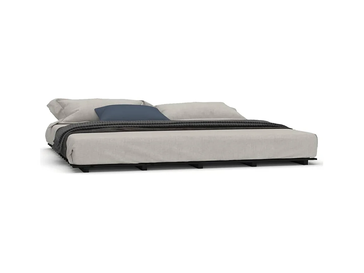 Cadre de lit Noir 160x200 Bois de pin massif