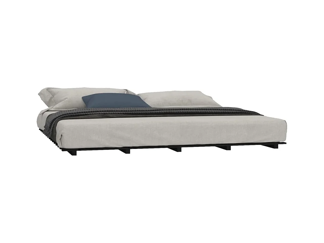 Bedframe massief grenenhout zwart 160x200 cm