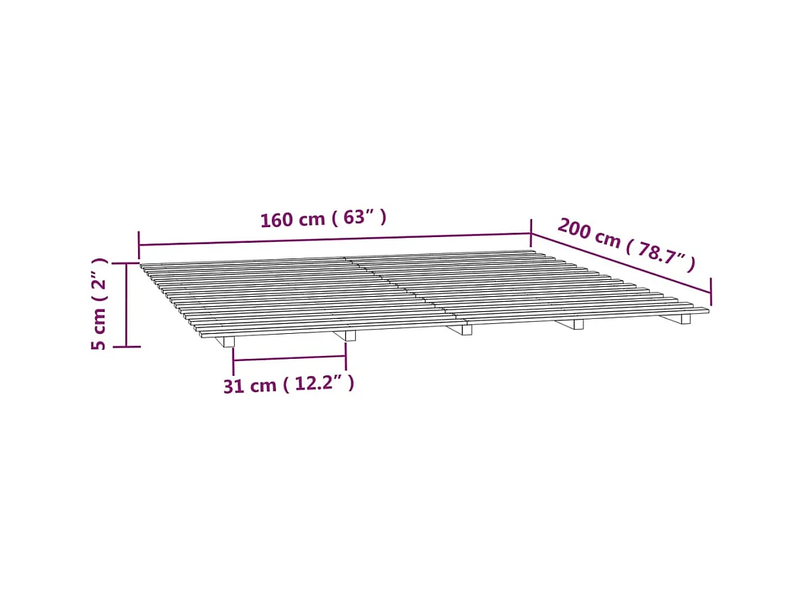 Bedframe massief grenenhout zwart 160x200 cm